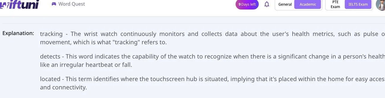 Actual Swiftuni reading explanation discussing tracking, detects, located and alerts
